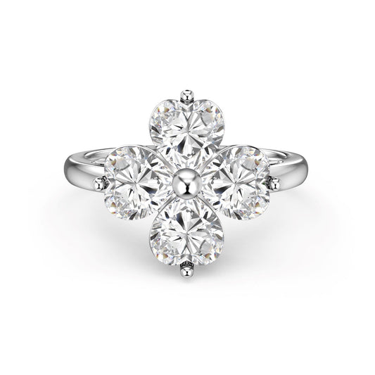 [ECHO ]Heart-shaped Four-Leaf Clover Ball Ring