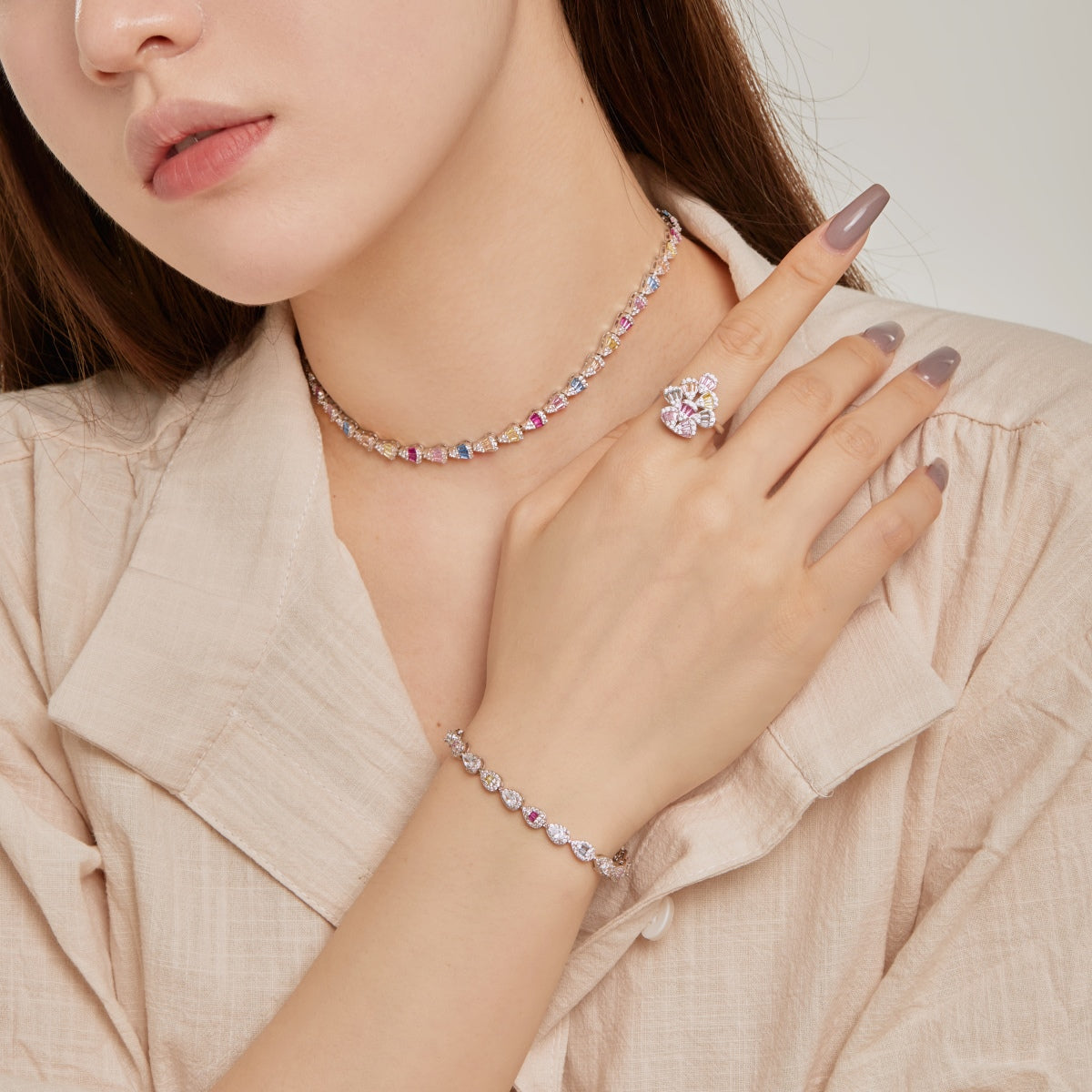 [ECHO ]0.25 Carat Radiant Water Drop Shape Daily Bracelet