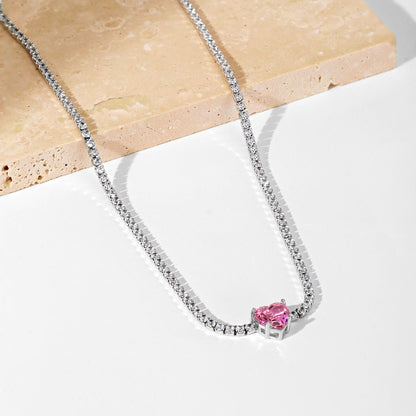 [ECHO ]2.0 Carat Sparkling Tennis Heart Cut Necklace
