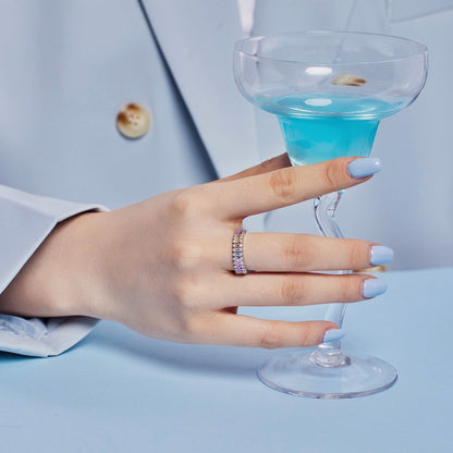 [ECHO ]Splashy Ornate Emerald Cut Cocktail Ring