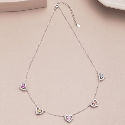 [ECHO ]Sparkling Five Heart Necklace