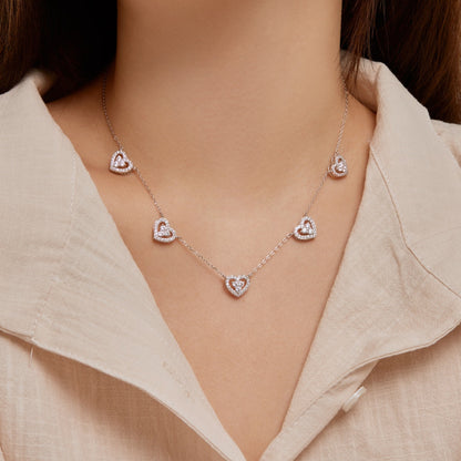 [ECHO ]Sparkling Five Heart Necklace