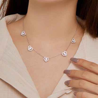 [ECHO ]Sparkling Five Heart Necklace