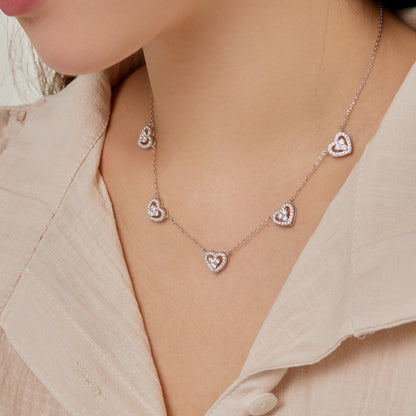 [ECHO ]Sparkling Five Heart Necklace