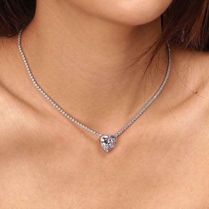 [ECHO ]8.0 Carat Versatile Colorful Sweet Heart-Shaped Tennis Necklace