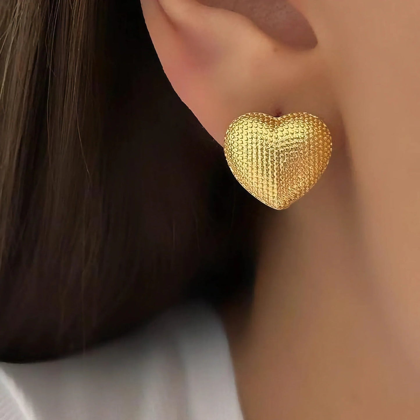 [Echo Fine]Cecelia Textured Heart Earrings