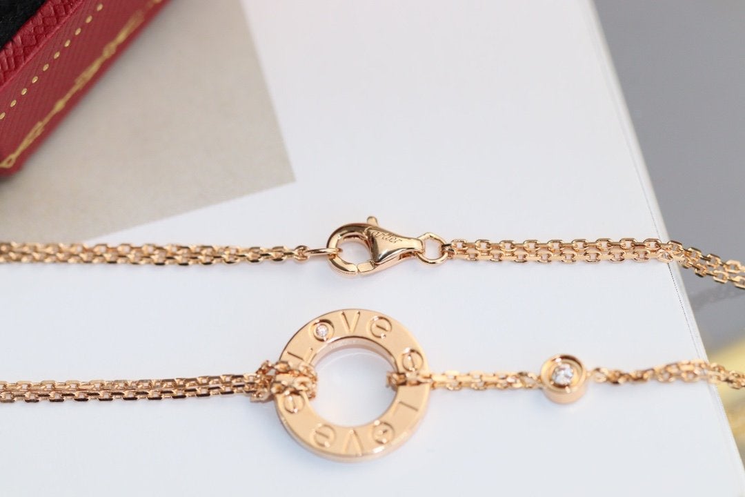 [ECHO ]LOVE NECKLACE ADJUSTABLE ROSE GOLD 2 DIAMOND