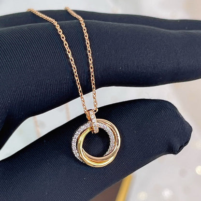 [ECHO ]TRINITY NECKLACE SILVER GOLD PINK GOLD DIAMONDS