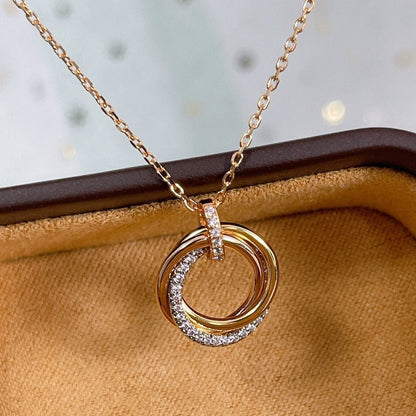 [ECHO ]TRINITY NECKLACE SILVER GOLD PINK GOLD DIAMONDS