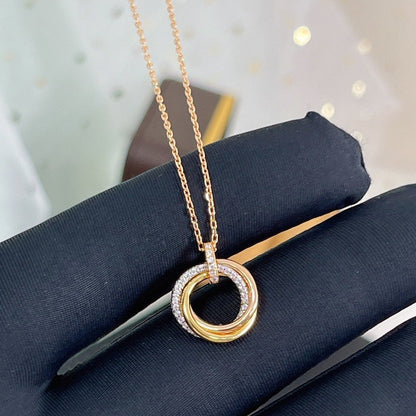 [ECHO ]TRINITY NECKLACE SILVER GOLD PINK GOLD DIAMONDS