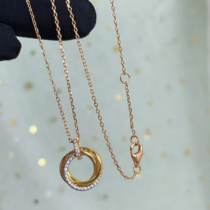 [ECHO ]TRINITY NECKLACE SILVER GOLD PINK GOLD DIAMONDS