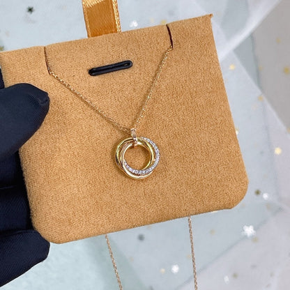 [ECHO ]TRINITY NECKLACE SILVER GOLD PINK GOLD DIAMONDS