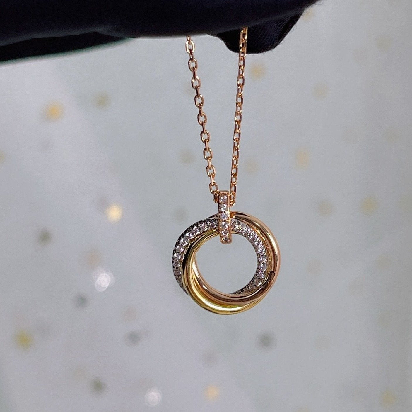 [ECHO ]TRINITY NECKLACE SILVER GOLD PINK GOLD DIAMONDS