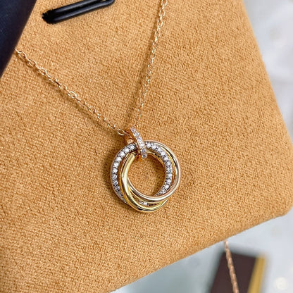 [ECHO ]TRINITY NECKLACE SILVER GOLD PINK GOLD DIAMONDS