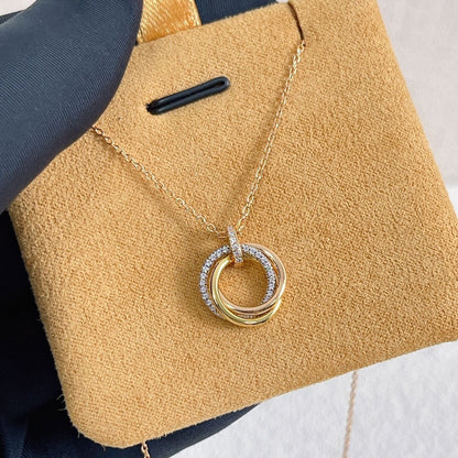 [ECHO ]TRINITY NECKLACE SILVER GOLD PINK GOLD DIAMONDS