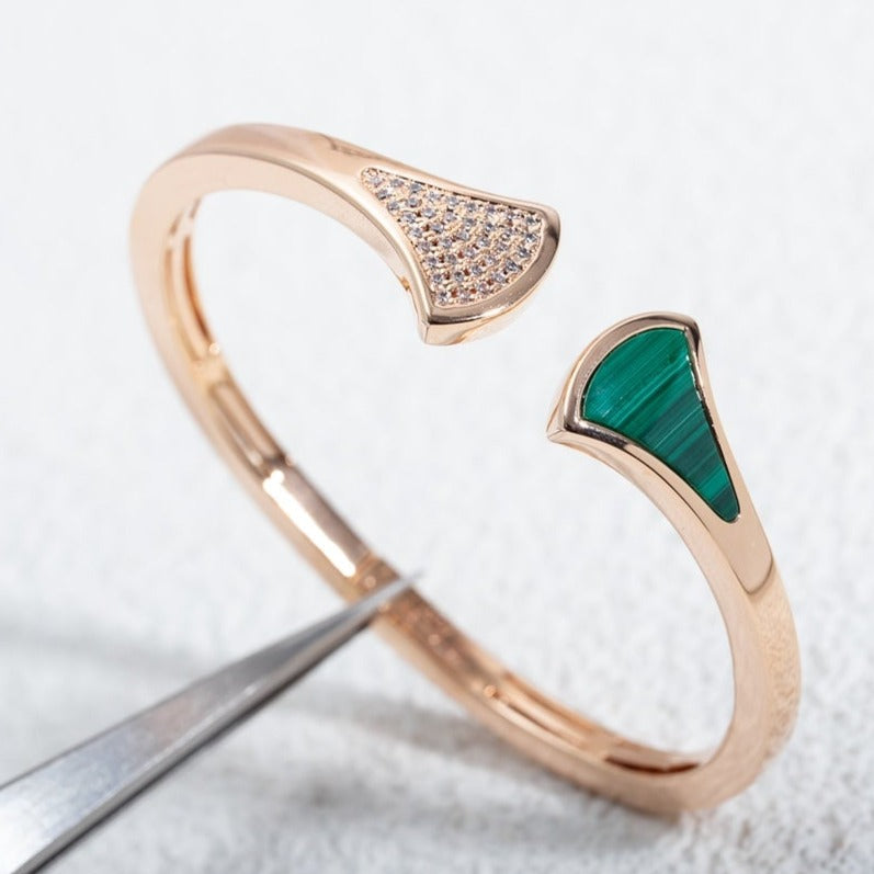 [ECHO ]DREAM BRACELET OPEN MALACHITE PINK GOLD