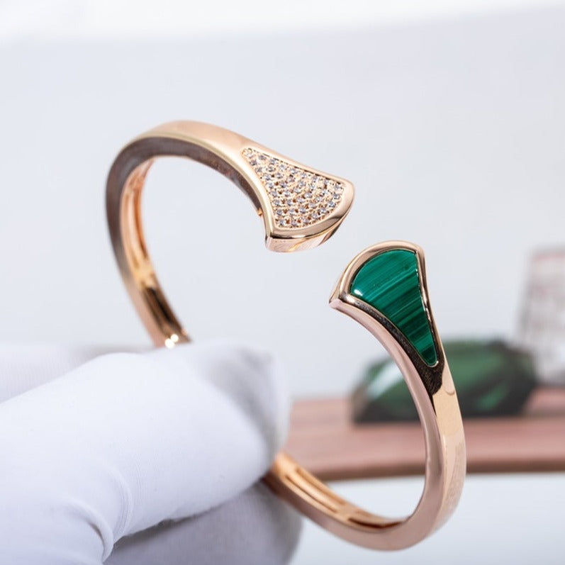 [ECHO ]DREAM BRACELET OPEN MALACHITE PINK GOLD