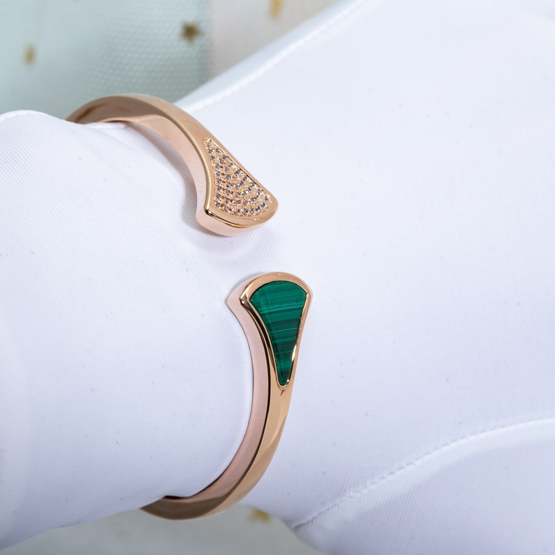 [ECHO ]DREAM BRACELET OPEN MALACHITE PINK GOLD