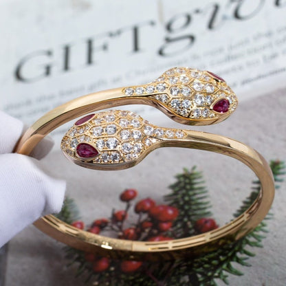 [ECHO ]SERPENTI BRACELET PINK GOLD DIAMOND DOUBLE SNAKE