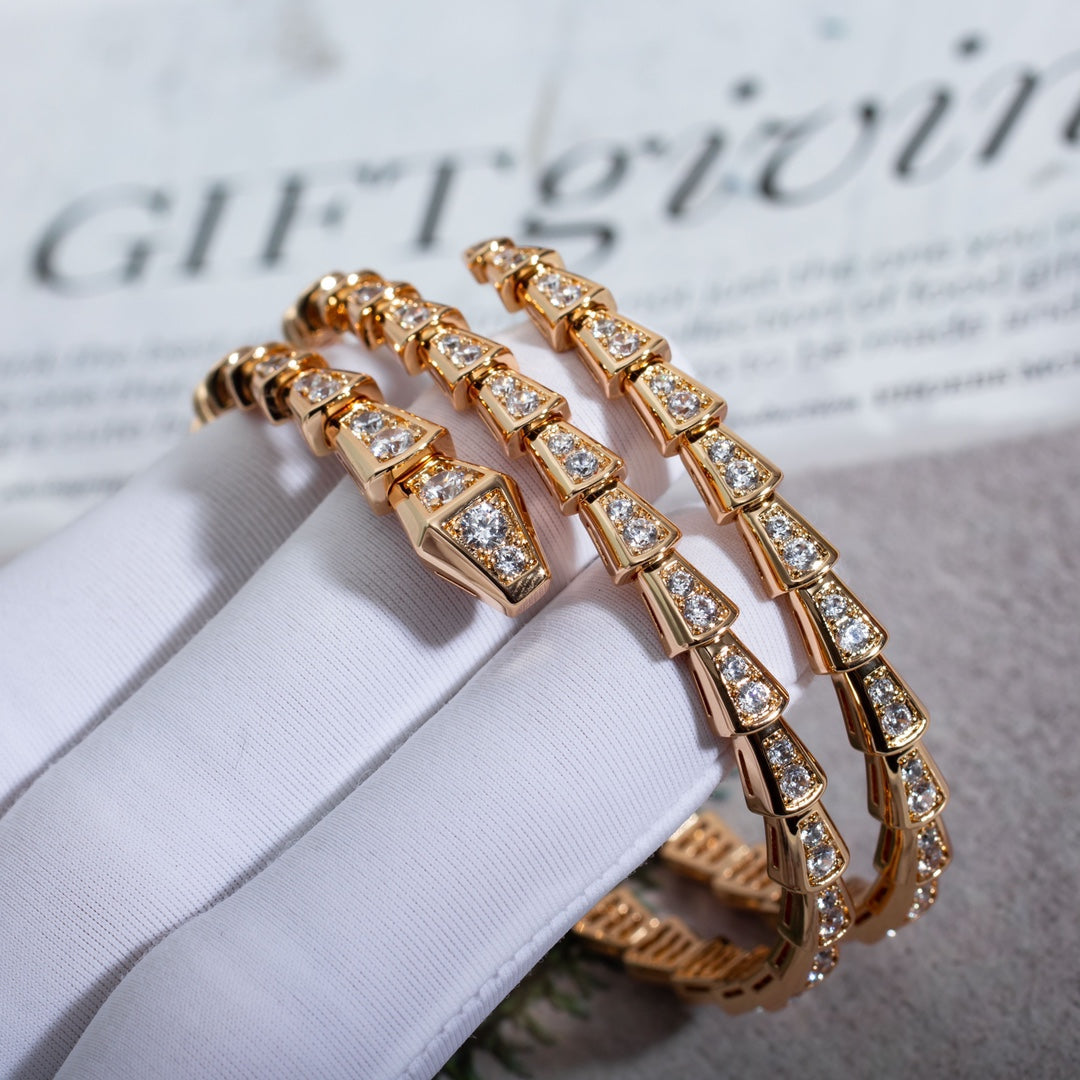 [ECHO ]SERPENTI BRACELET PINK GOLD DIAMOND DOUBLE ROW