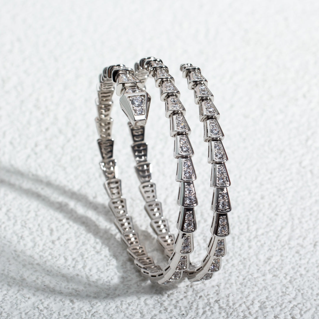 [ECHO ]SERPENTI BRACELET SILVER DIAMOND DOUBLE ROW
