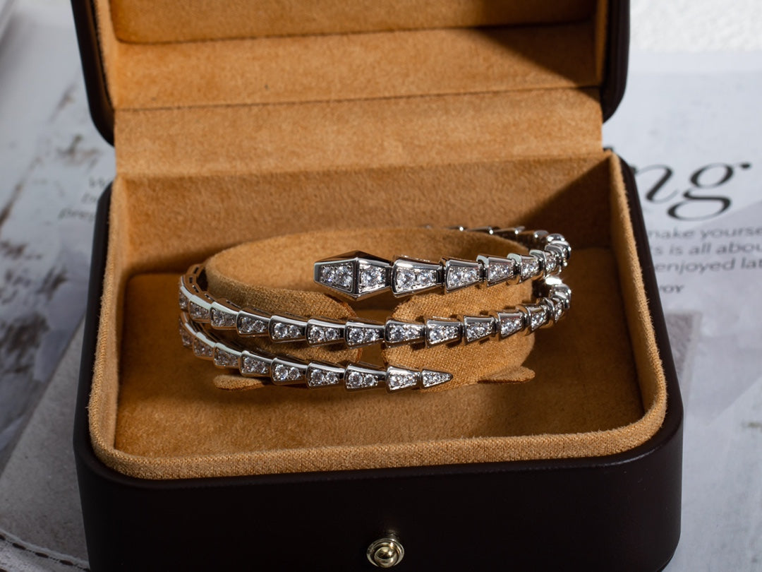 [ECHO ]SERPENTI BRACELET SILVER DIAMOND DOUBLE ROW