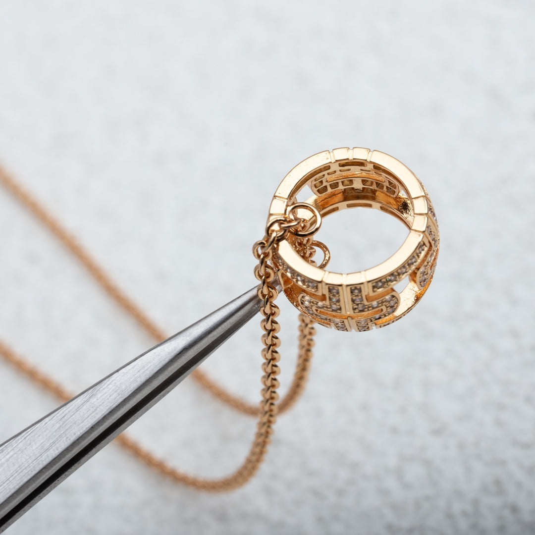 [ECHO ]PARENTESI NECKLACE PINK GOLD DIAMOND