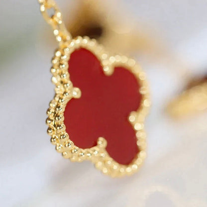 [ECHO ]CLOVER  2 MOTIF  TIGER EYE CARNELIAN EARRINGS