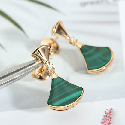 [ECHO ]DREAM MALACHITE PINK GOLD EARRINGS