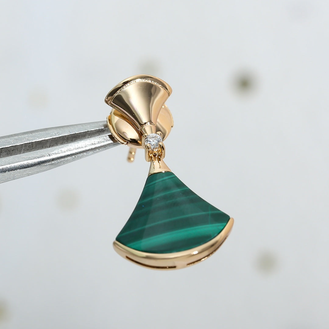 [ECHO ]DREAM MALACHITE PINK GOLD EARRINGS