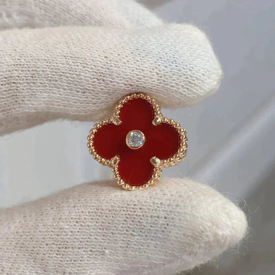 [ECHO ]CLOVER MEDIUM 1 MOTIFS CARNELIAN  DIAMOND earrings