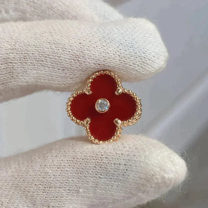 [ECHO ]CLOVER MEDIUM 1 MOTIFS CARNELIAN  DIAMOND earrings