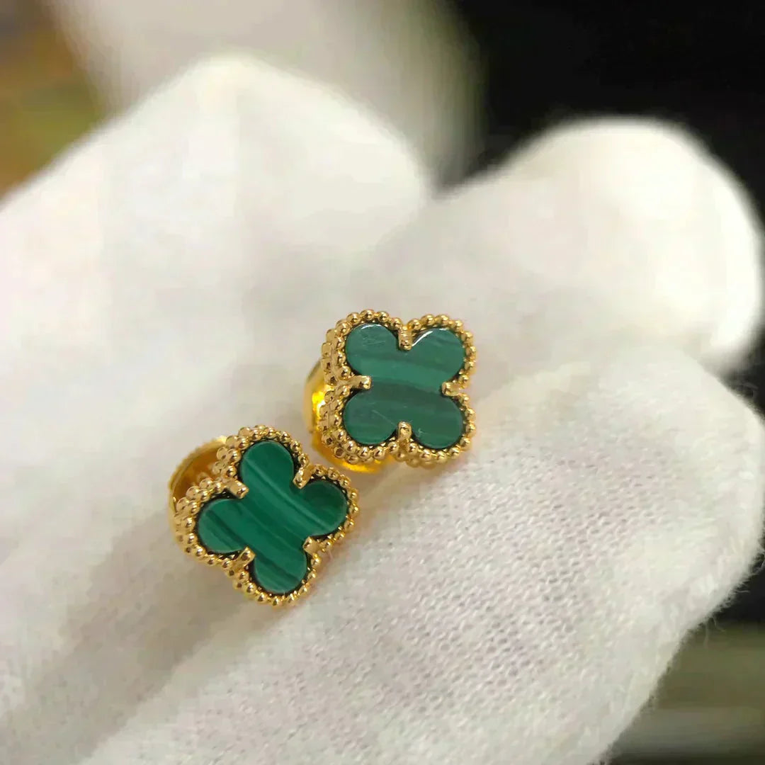 [ECHO ]CLOVER MINI 9.5MM MALACHITE  EARRINGS