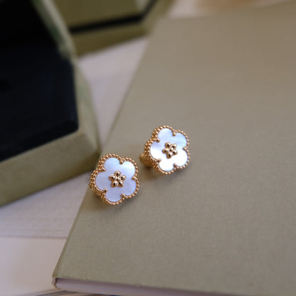 [ECHO ]LUCKY PINK GOLD WHITE MOP EARRINGS