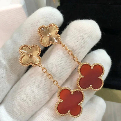 [ECHO ]CLOVER 2 MOTIF  LASER CARNELIAN EARRINGS