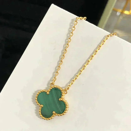[ECHO ]CLOVER 15MM MALACHITE SINGLE FLOWER  NECKLACE
