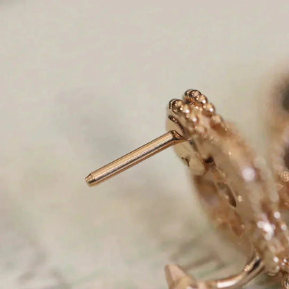 [ECHO ]CLOVER MEDIUM 1 MOTIFS FUll DIAMOND EARRINGS