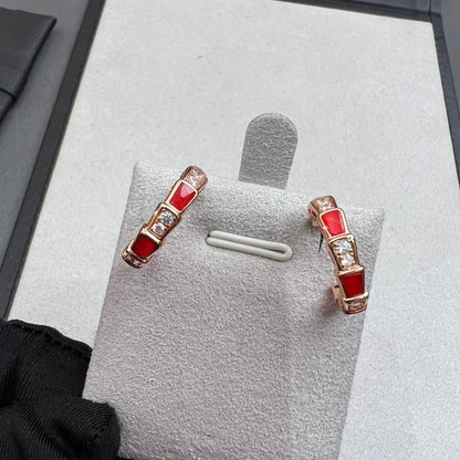 [ECHO ]SERPENTI CARNELIAN PINK GOLD EARRINGS