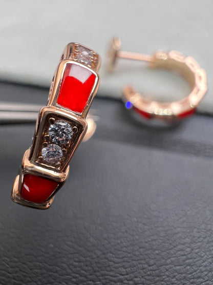 [ECHO ]SERPENTI CARNELIAN PINK GOLD EARRINGS