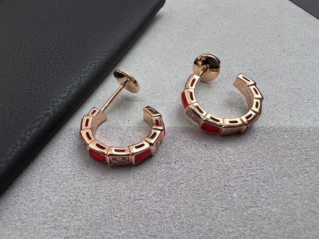 [ECHO ]SERPENTI CARNELIAN PINK GOLD EARRINGS