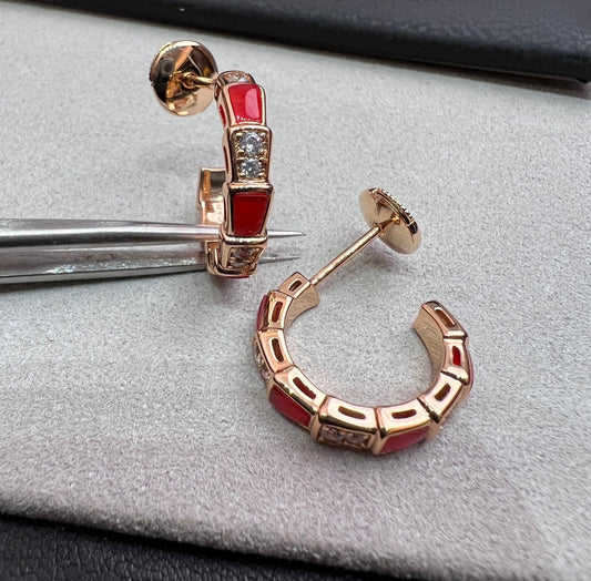 [ECHO ]SERPENTI CARNELIAN PINK GOLD EARRINGS