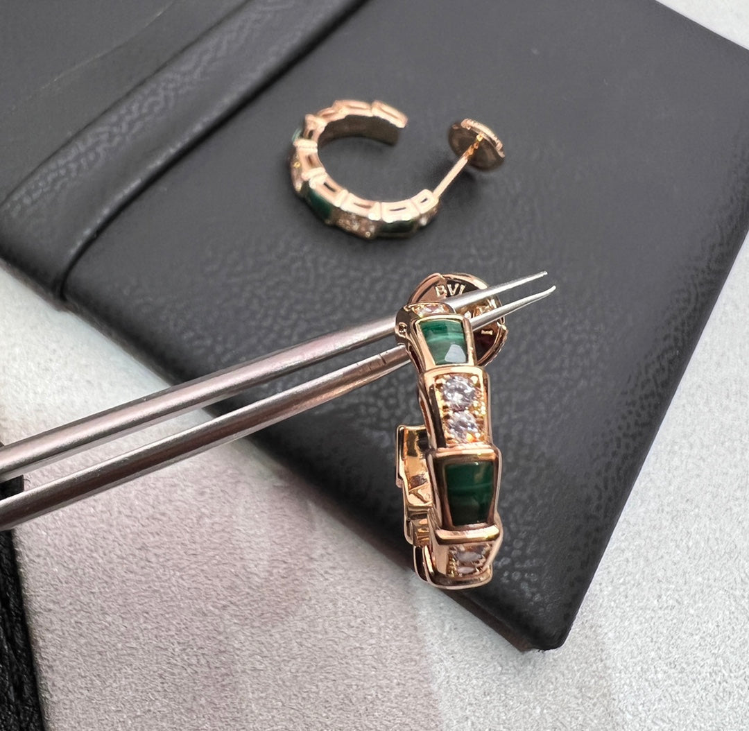 [ECHO ]SERPENTI MALACHITE PINK GOLD EARRINGS