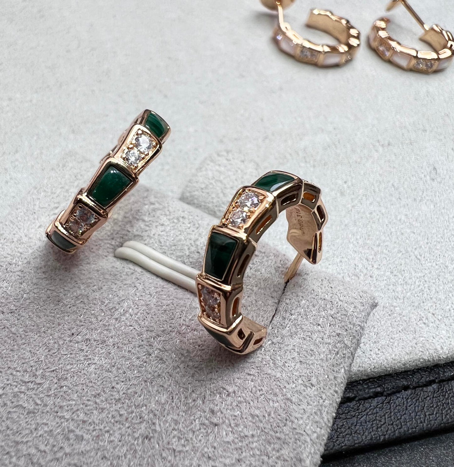 [ECHO ]SERPENTI MALACHITE PINK GOLD EARRINGS
