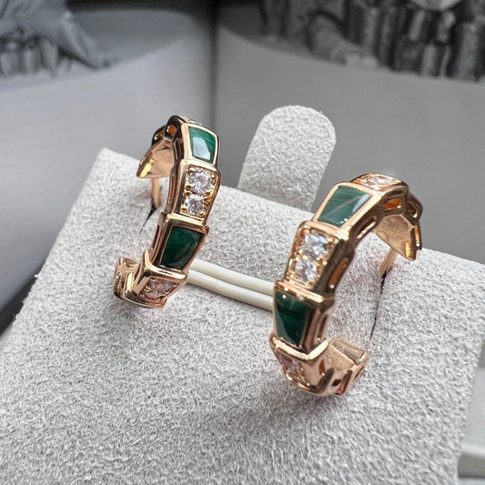 [ECHO ]SERPENTI MALACHITE PINK GOLD EARRINGS