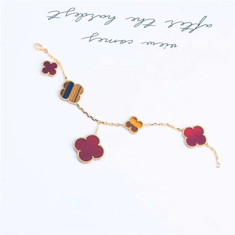 [ECHO ]CLOVER BRACELET 5 MOTIFS CARNELIAN TIGER EYE