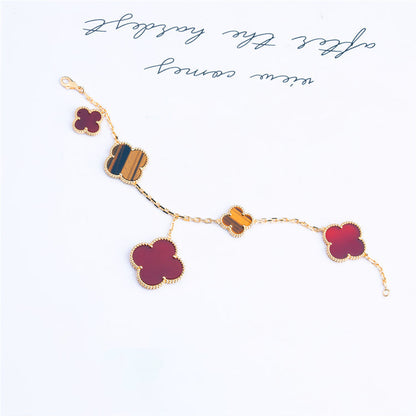 [ECHO ]CLOVER BRACELET 5 MOTIFS CARNELIAN TIGER EYE