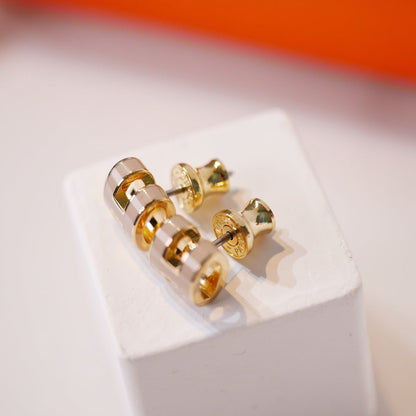 [ECHO ]MINI POP H GOLD EARRINGS GREY
