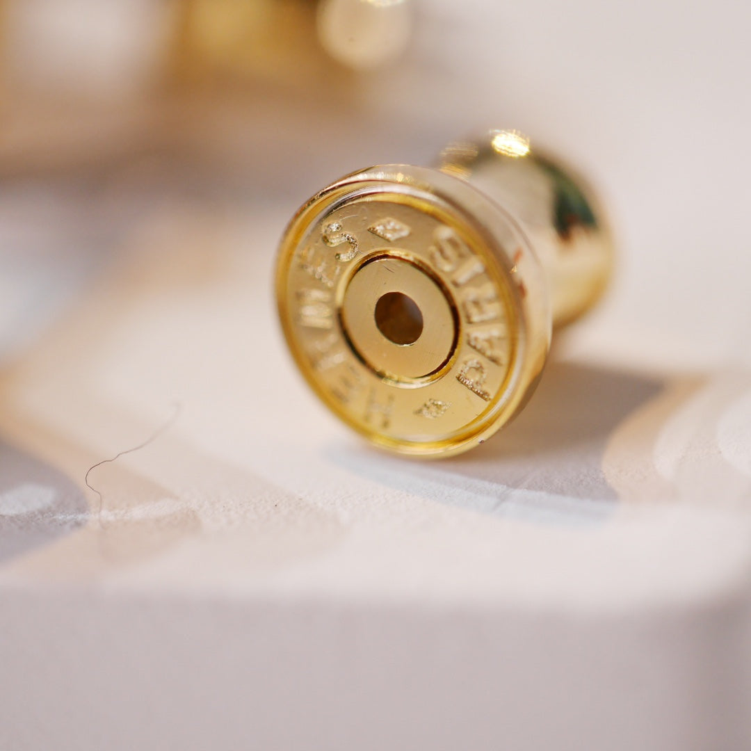[ECHO ]MINI POP H GOLD EARRINGS GREY