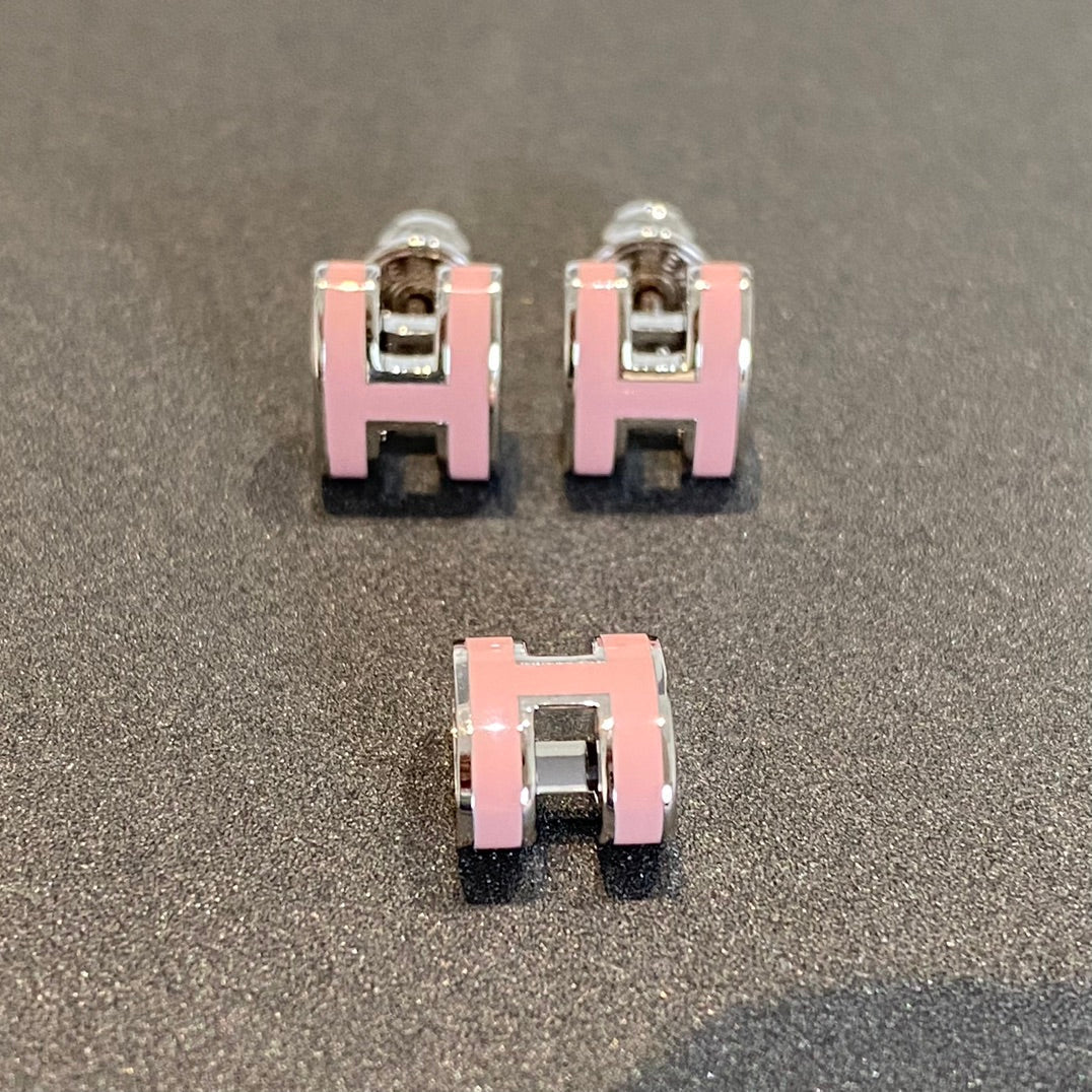 [ECHO ]MINI POP H SILVER EARRINGS PINK