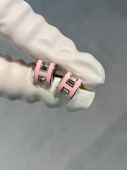 [ECHO ]MINI POP H SILVER EARRINGS PINK